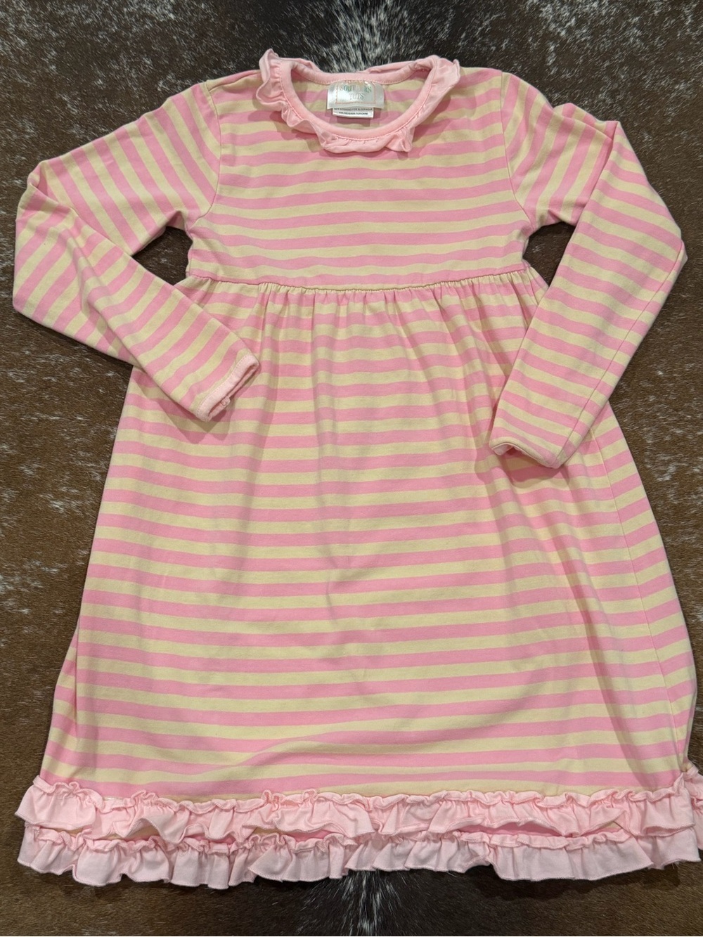 Southern Tots Pink Striped Ruffle Dress Girls Size 7